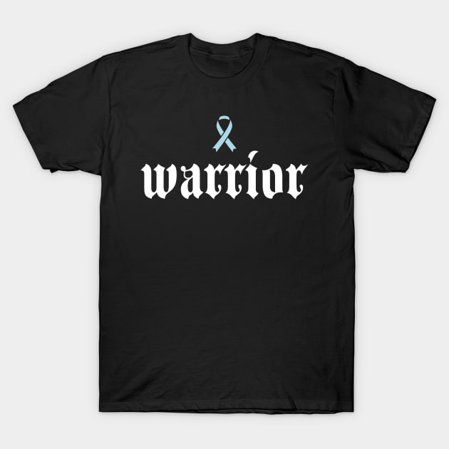 Prostate Cancer Awareness Warrior Light Blue Ribbon Gift T-Shirt by Alex21